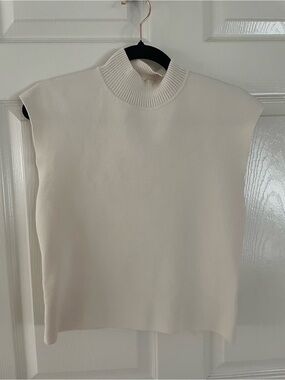 Express Sleeveless Mock Neck Knit Top - Cream